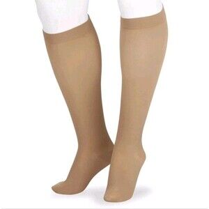 Juzo Soft 2001 20-30mmhg Knee-High Closed Toe Sock with Silicone Top Band ,Beige